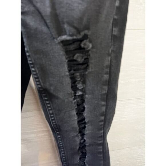 HT‎ Denim Black Destructed Hi-Rise Super Skinny Jeans 7 Juniors - Picture 7 of 8